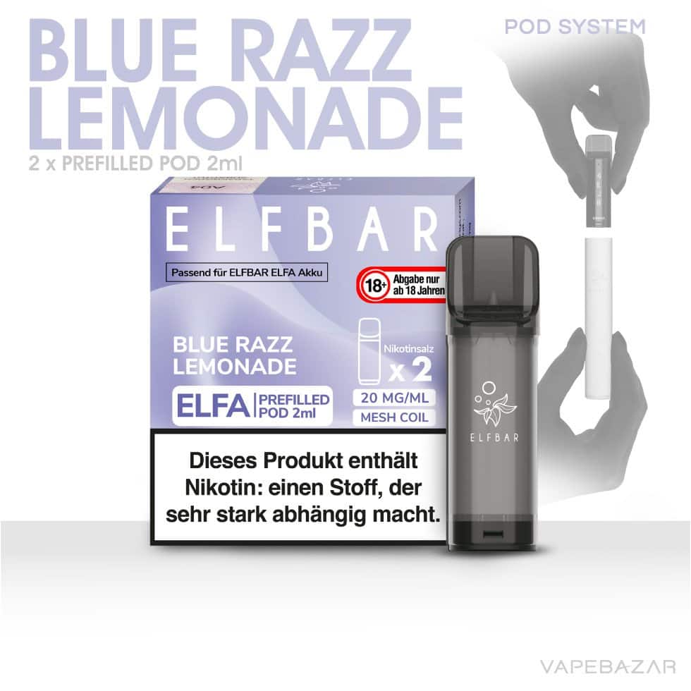 Elfa Elfbar Blue Razz Lemonade Pod Vapebazar 02 | Vapebazar Elf Bar Elfa - Blue Razz Lemonade - Prefilled Liquid Pod - 2Er Pack