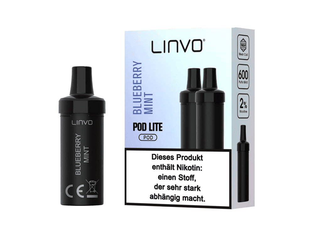 Linvo Pod Lite Cartridge Blueberry Mint 20mg 1000 750 | Vapebazar Linvo Pod Lite - Blueberry Mint Prefilled Liquid Pod System