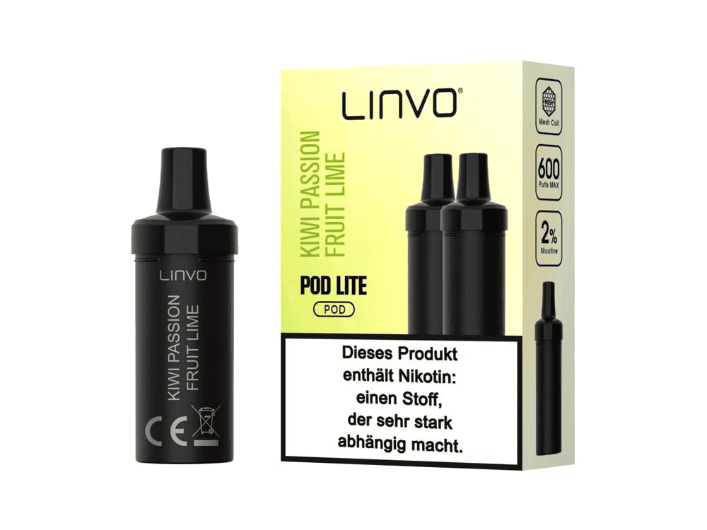 Linvo Pod Lite Cartridge Kiwi Passionfruit Lime 20mg 1000 750 | Vapebazar Linvo Pod Lite - Kiwi Passion Fruit Lime Prefilled Liquid Pod System