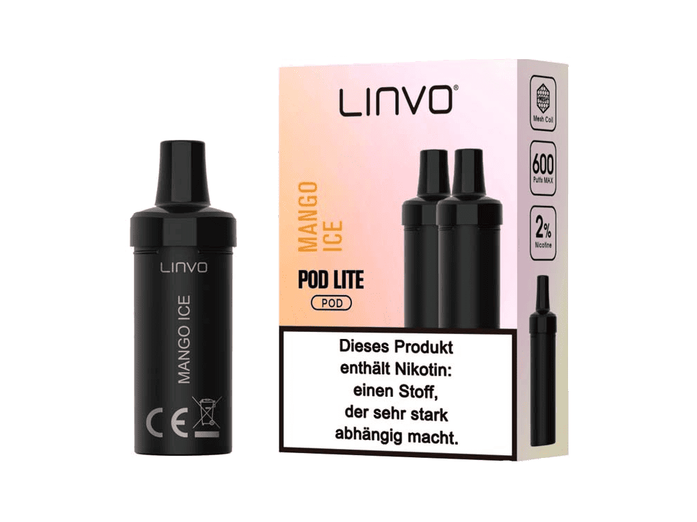 Linvo Pod Lite Cartridge Mango Ice 20mg 1000 750 | Vapebazar Linvo Pod Lite - Mango Ice Prefilled Liquid Pod System