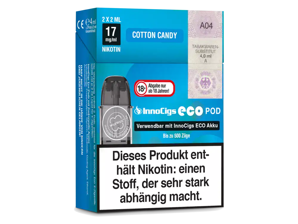 innocigs eco pods zigarettenschachtel cotton candy 4ml 1000x750.png 2 | Vapebazar Innocigs Eco Pod System - Cotton Candy Cap Zuckerwatte