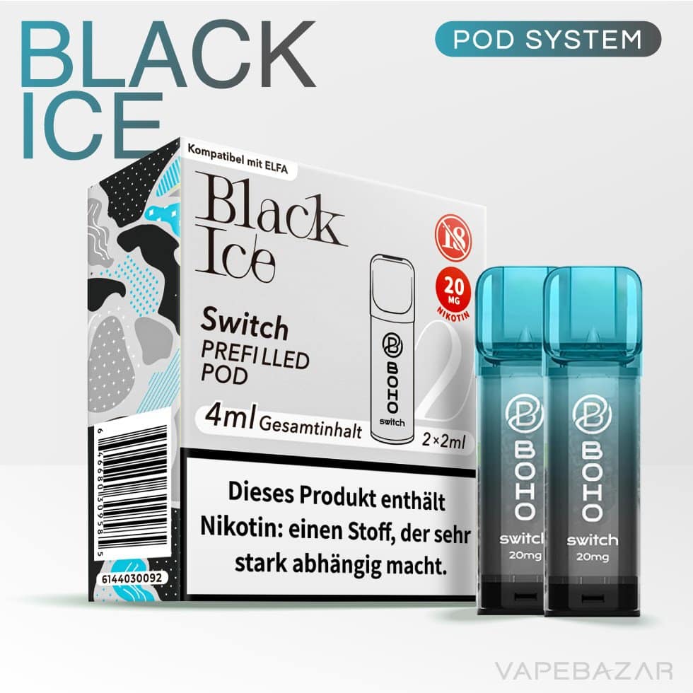 Boho Switch Pod Black Ice 02 | Vapebazar Boho Switch Pod – Black Ice | 2Er Pack | Vapebazar