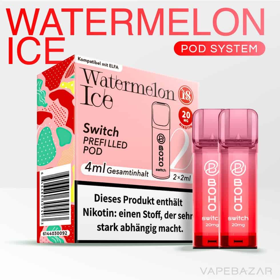 Boho Switch Pod Watermelon Ice 02 | Vapebazar Boho Switch Pod – Watermelon Ice - 2Er Pack | Vapebazar