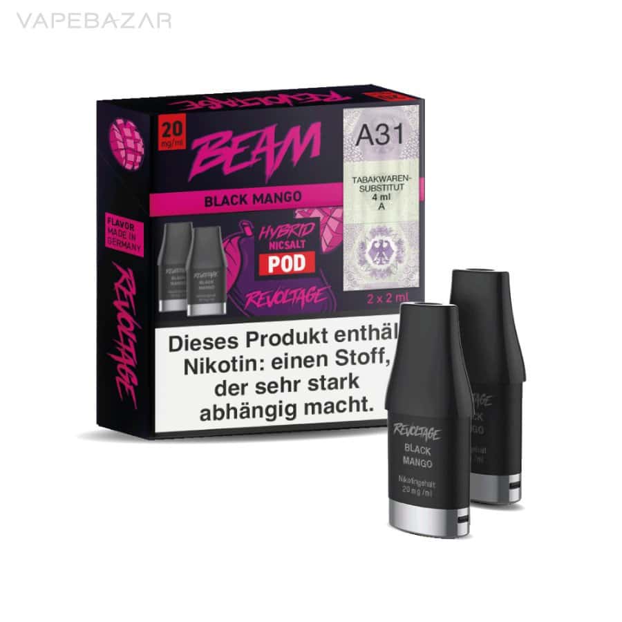 Revoltage Beam Yellow Black Mango Pod 03 | Vapebazar Aspire Gotek X Prefilled Pod - Mixed Berries (2Er Pack)