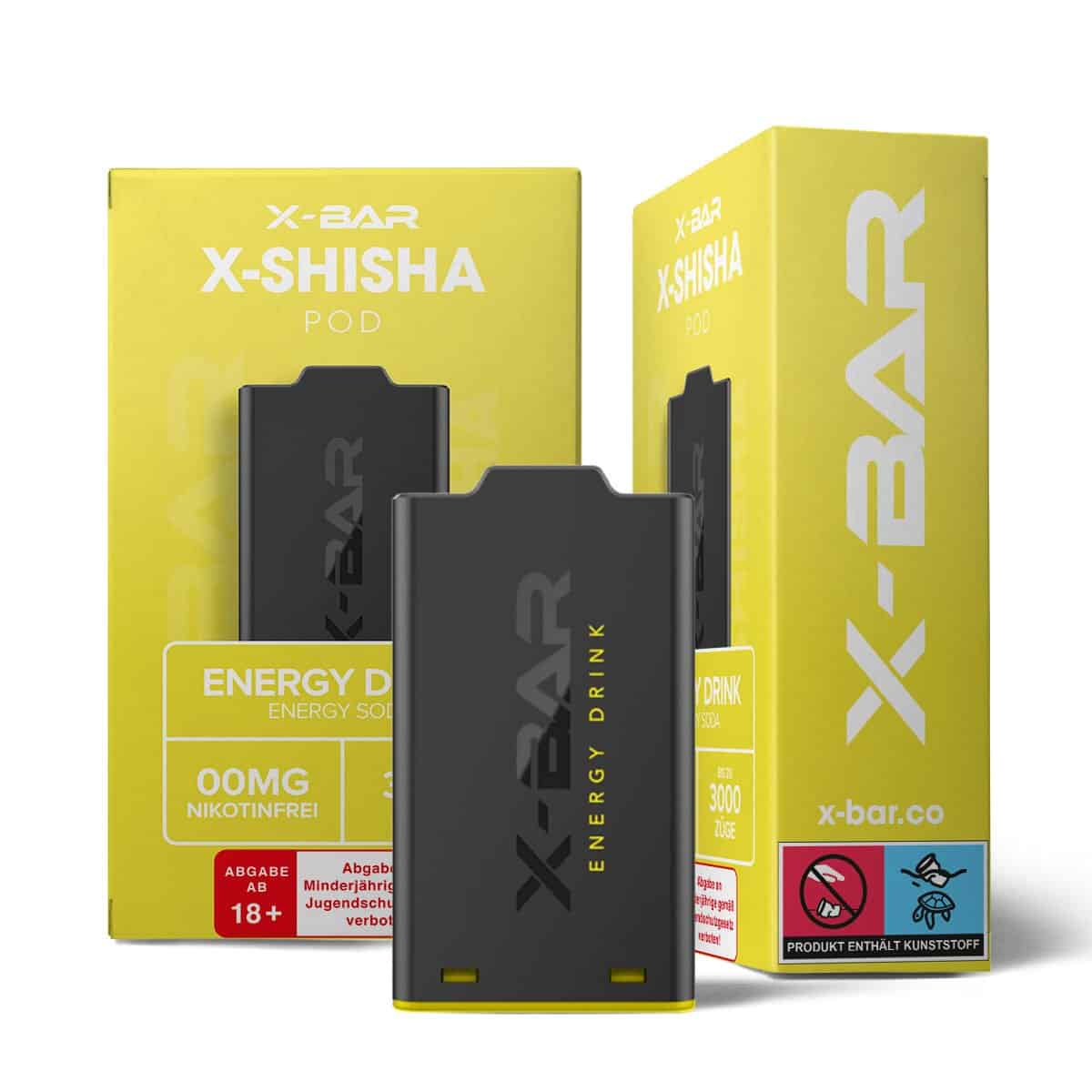 X Bar X Shisha Pod Energy Drink | Vapebazar X-Bar - X-Shisha - Pod - Energy Drink (0Mg/Ml - Nikotinfrei)