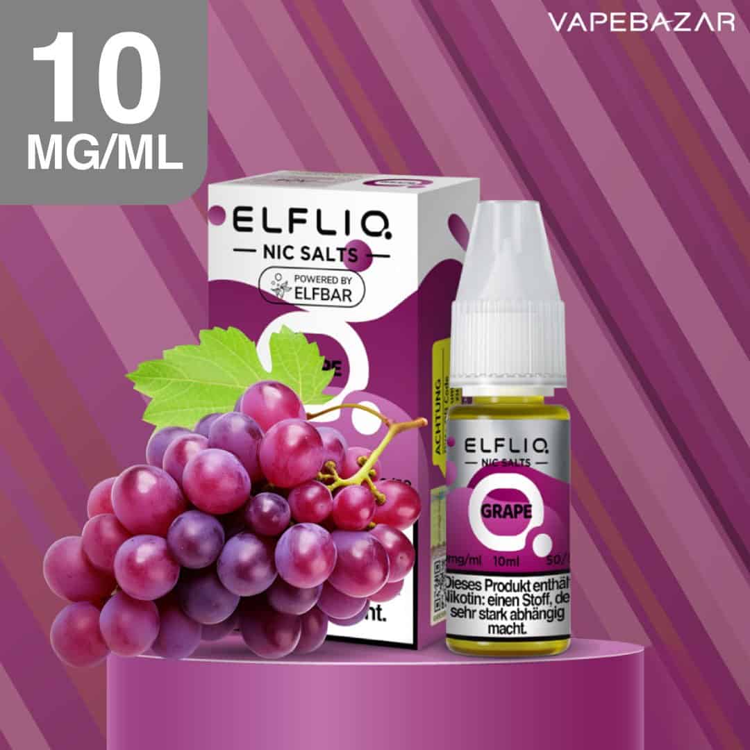 Elfliq Elfbar Liquid 10mg ml Grape | Vapebazar Elfliq Nikotinsalz Liquid 10Ml - Grape 10Mg/Ml Nikotin