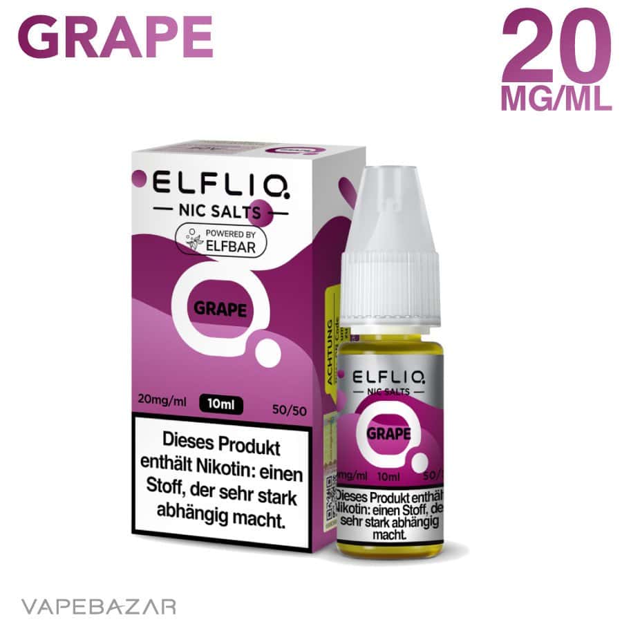 Elfliq Elfbar Liquid 20mg ml Grape 02 | Vapebazar Elfliq Elfbar Nikotinsalz Liquid 10Ml - Grape 20Mg/Ml Nikotin