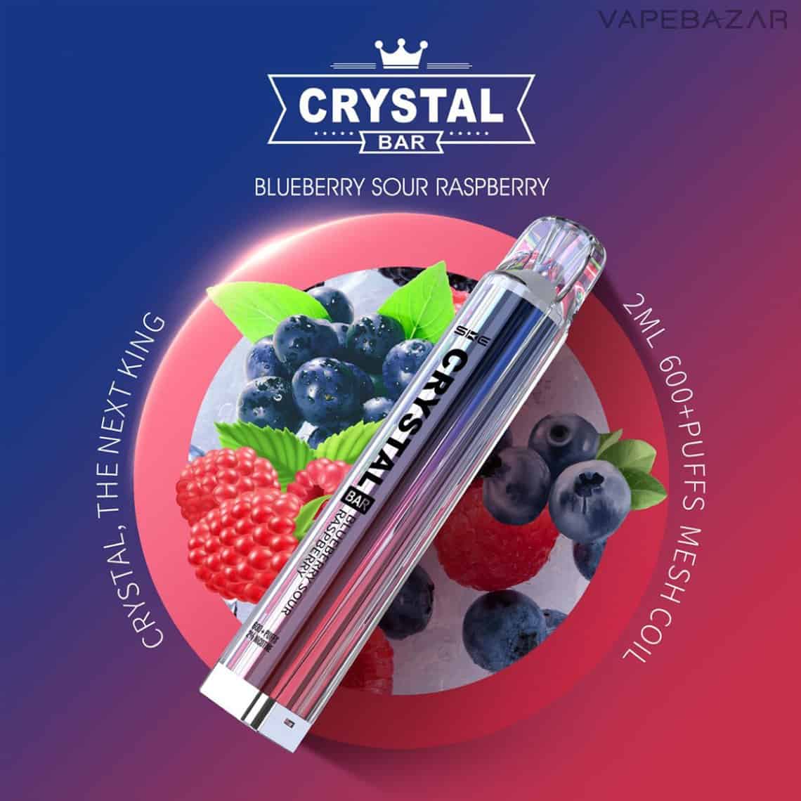 Crystal Bar Blueberry Sour Raspberry Vape | Vapebazar Ske Crystal Bar 600 - Blueberry Sour Raspberry
