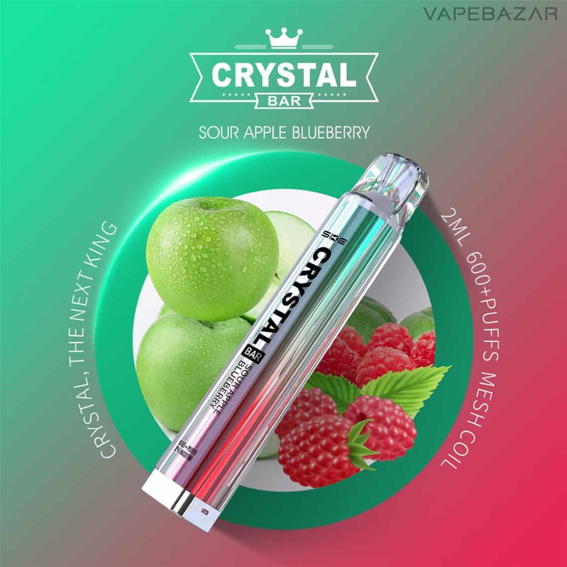 Crystal Bar Sour Apple Blueberry Vape | Vapebazar Ske Crystal Bar 600 - Sour Apple Blueberry