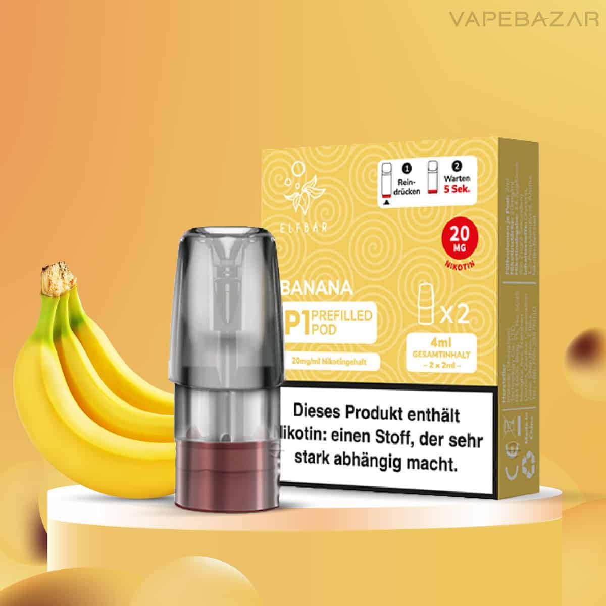 Elfbar Mate 500 Pod Vape Banana | Vapebazar Elf Bar Mate 500 - Banana - Prefilled Liquid Pod - 2Er Pack - Vapebazar