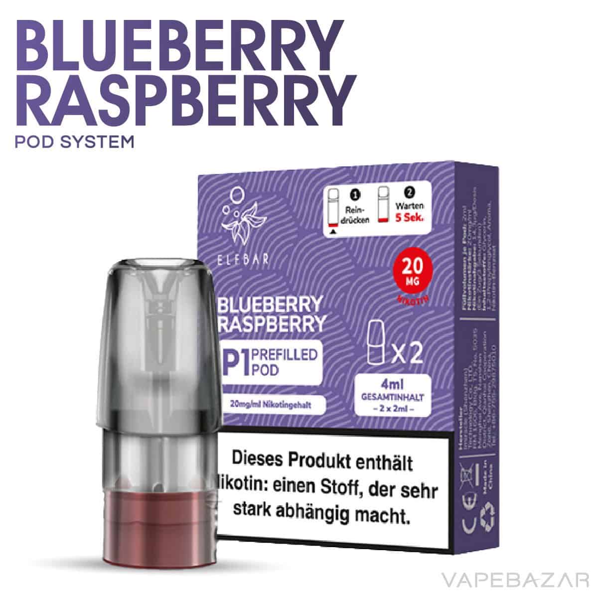 Elfbar Mate 500 Pod Vape Blueberry Raspberry 02 | Vapebazar Elf Bar Mate 500 Pod - Blueberry Raspberry Nur 6,90