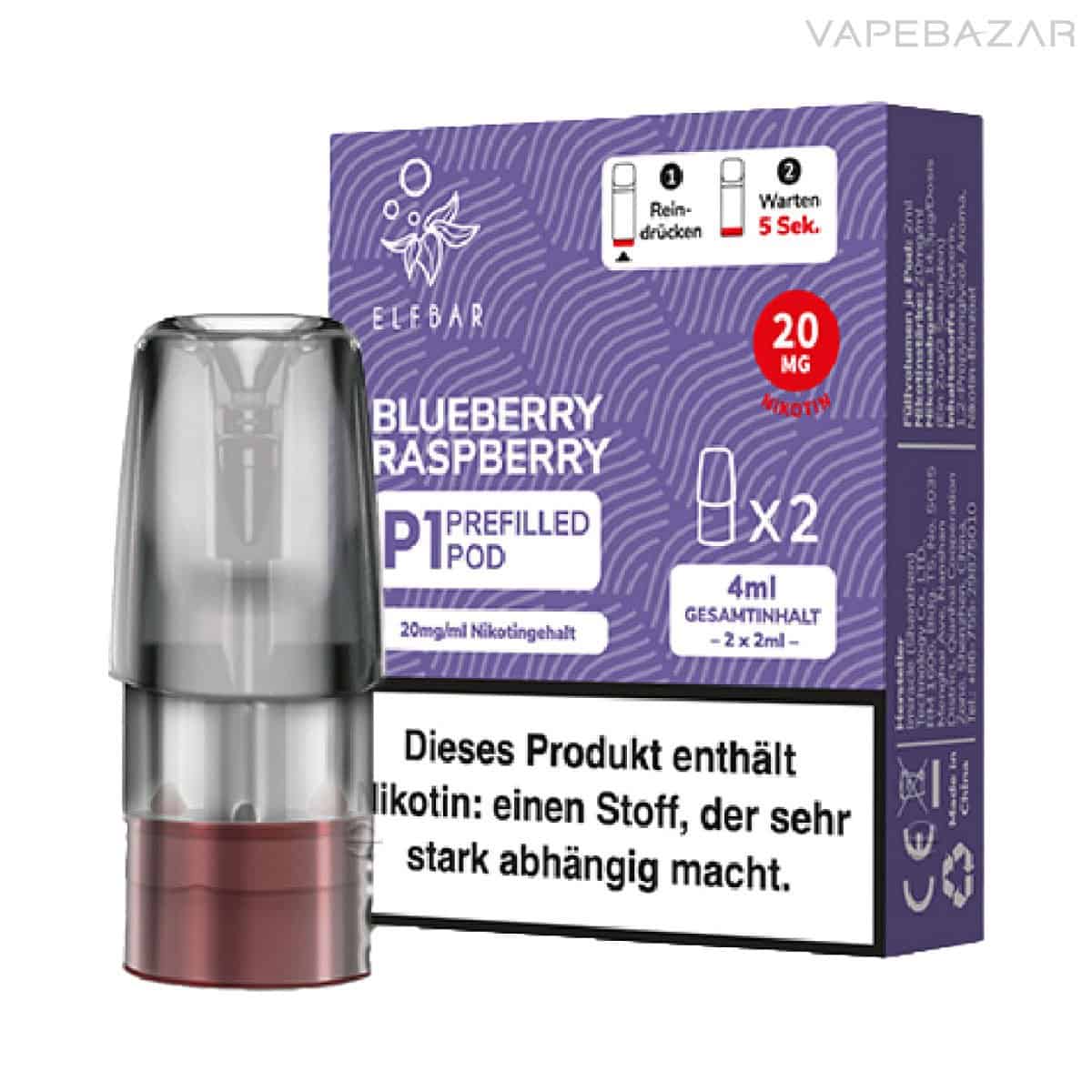 Elfbar Mate 500 Pod Vape Blueberry Raspberry 03 | Vapebazar Elf Bar Mate 500 Pod - Blueberry Raspberry Nur 6,90