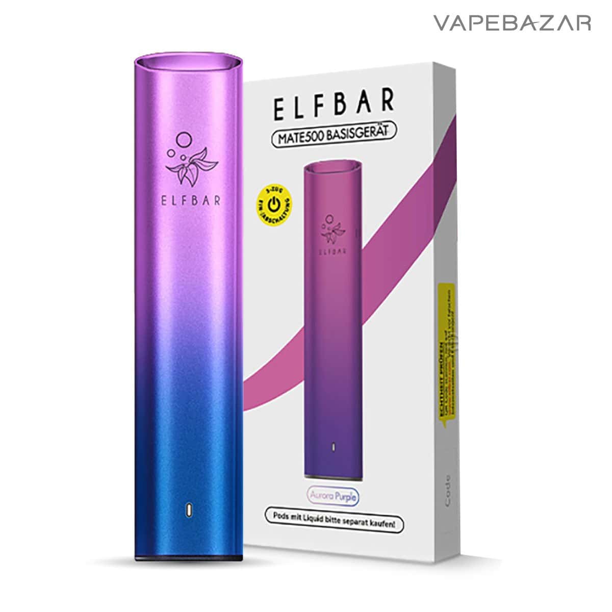 Elfbar Mate 500 Pod Vape Kit Aurora Purple 03 | Vapebazar Elf Bar Mate500 Pod Kit – Aurora Purple 6,90€ | Vapebazar