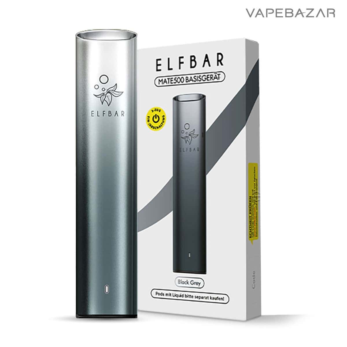 Elfbar Mate 500 Pod Vape Kit Black Grey 03 | Vapebazar Elf Bar Mate500 Pod Kit – Black Grey Für 6,90€ | Vapebazar
