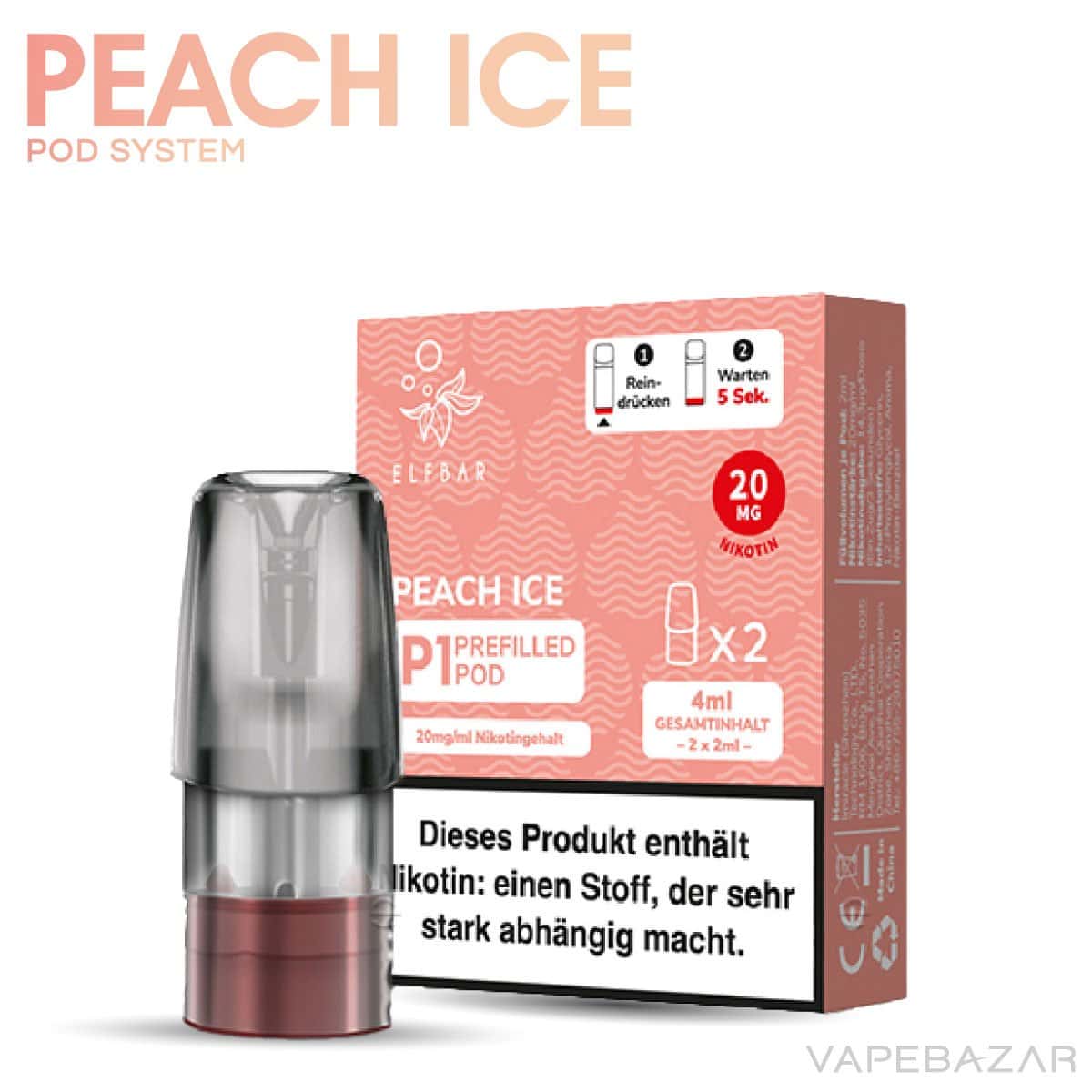 Elfbar Mate 500 Pod Vape Peach Ice 02 | Vapebazar Elf Bar Mate 500 Pod - Peach Ice - Vapebazar
