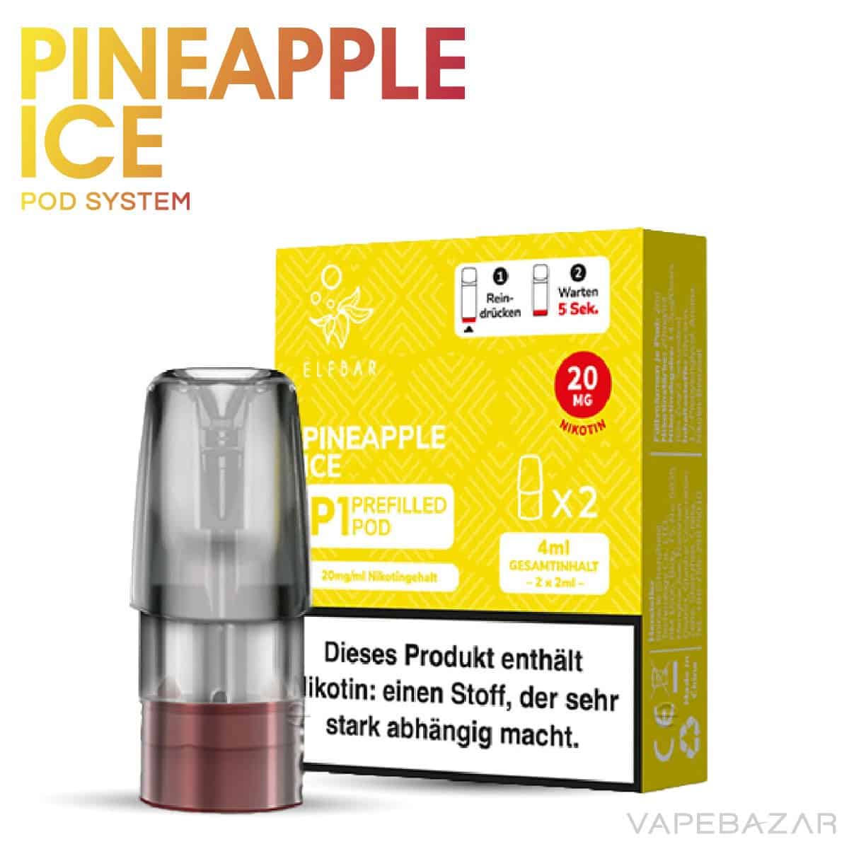 Elfbar Mate 500 Pod Vape Pineapple Ice 02 | Vapebazar Elf Bar Mate 500 Pod - Pineapple Ice Prefilled Pod Nur 6,90