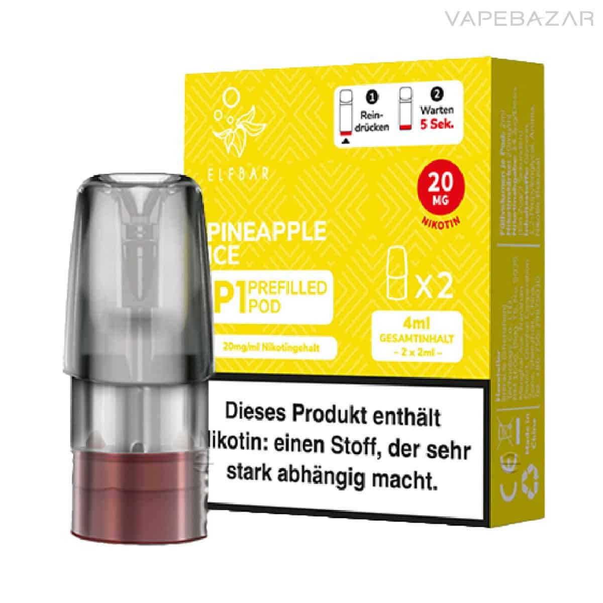 Elfbar Mate 500 Pod Vape Pineapple Ice 03 | Vapebazar Elf Bar Mate 500 Pod - Pineapple Ice Prefilled Pod Nur 6,90