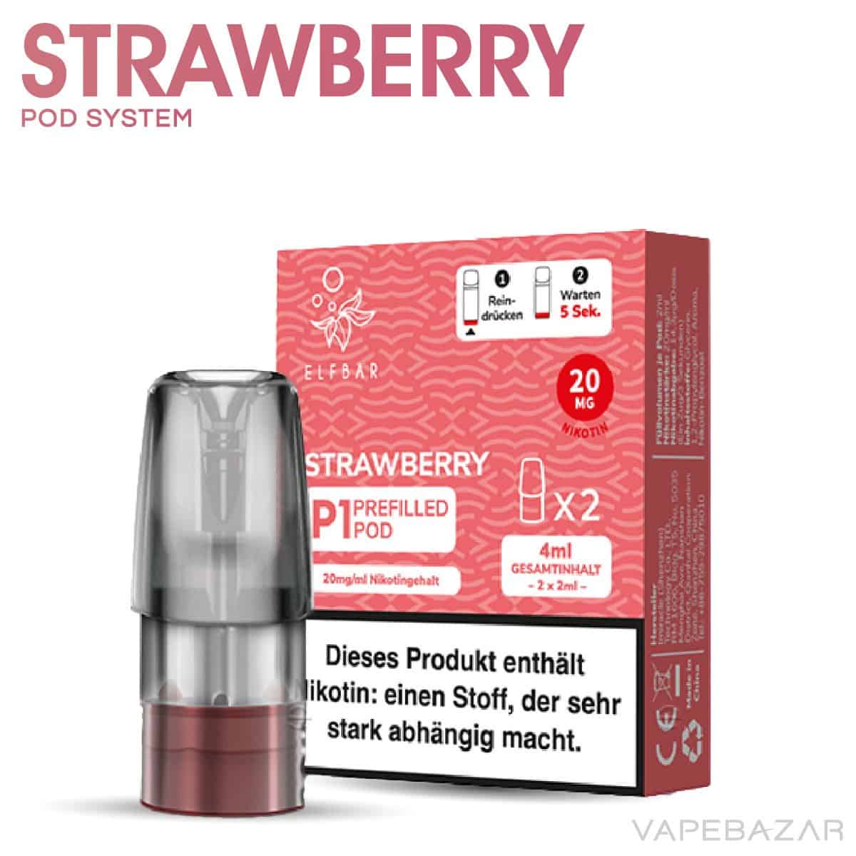 Elfbar Mate 500 Pod Vape Strawberry 02 | Vapebazar Elf Bar Mate 500 Pod - Strawberry Pod Nur 6,90