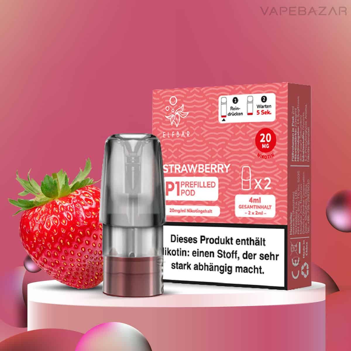 Elfbar Mate 500 Pod Vape Strawberry | Vapebazar Elf Bar Mate 500 Pod - Strawberry Pod Nur 6,90