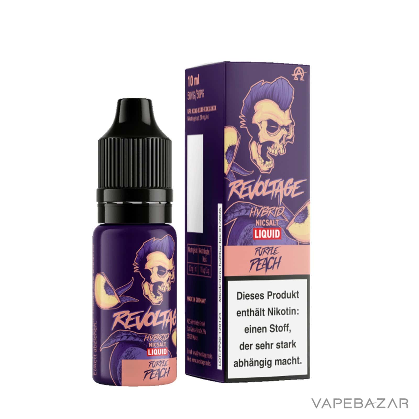 PurplePeach3 | Vapebazar Revoltage Zero Liquid - Purple Peach - Nikotinfrei