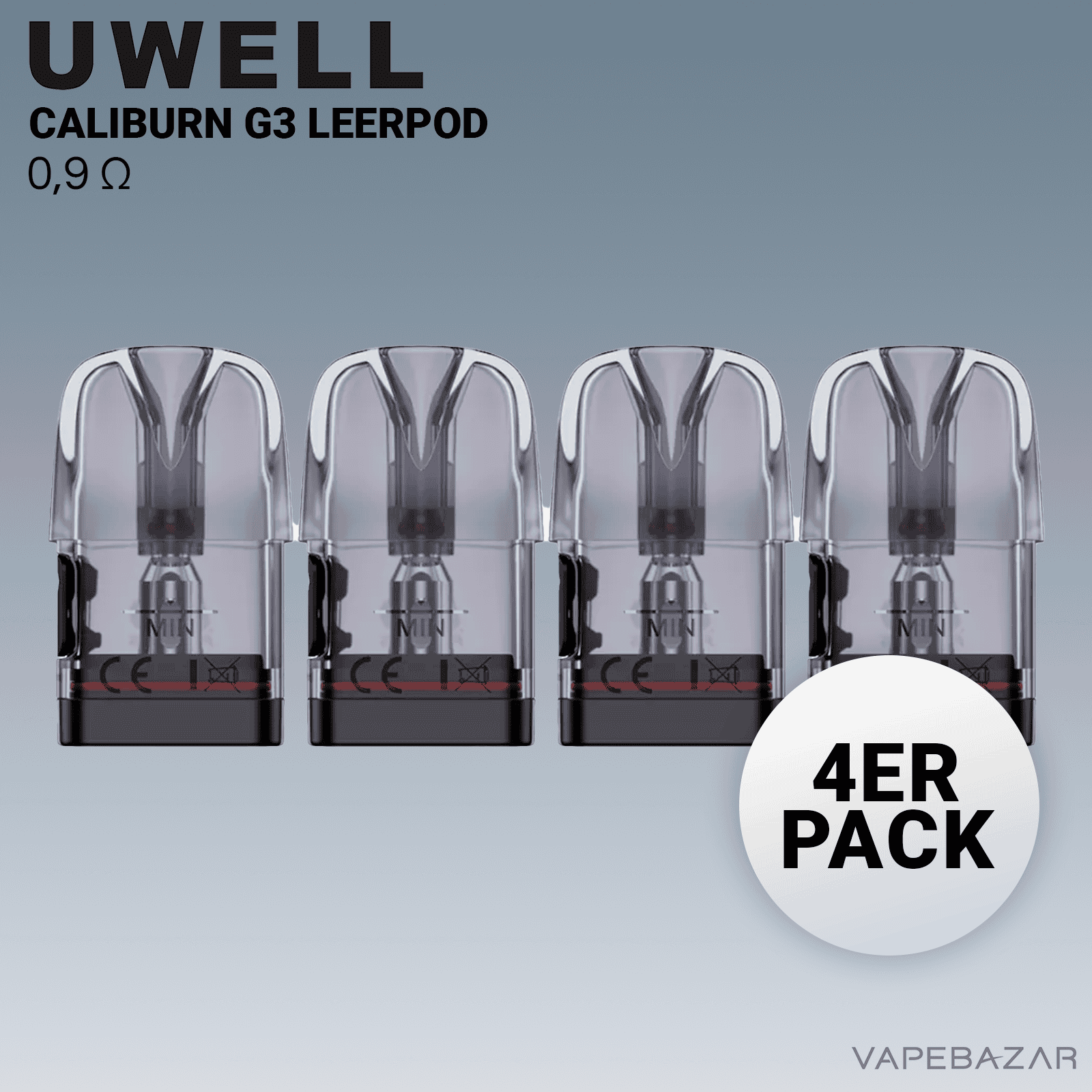 1 0.9 | Vapebazar Vapebazar Uwell Caliburn G3 Refillable Pods - 0,9 Ohm Leerpods