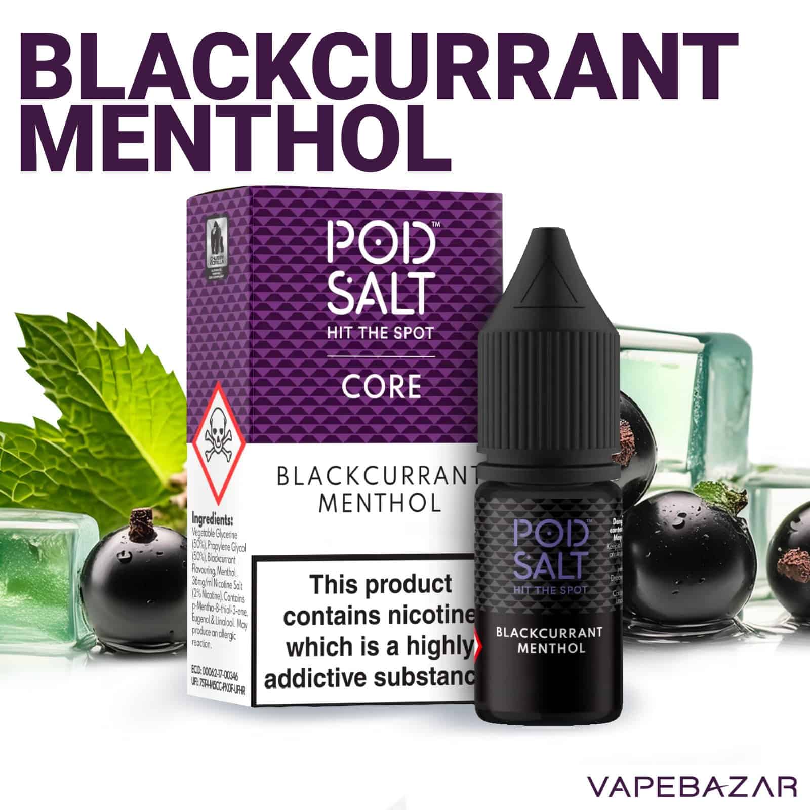 BlackcurrantMenthol | Vapebazar Pod Salt Core Blackcurrant Menthol