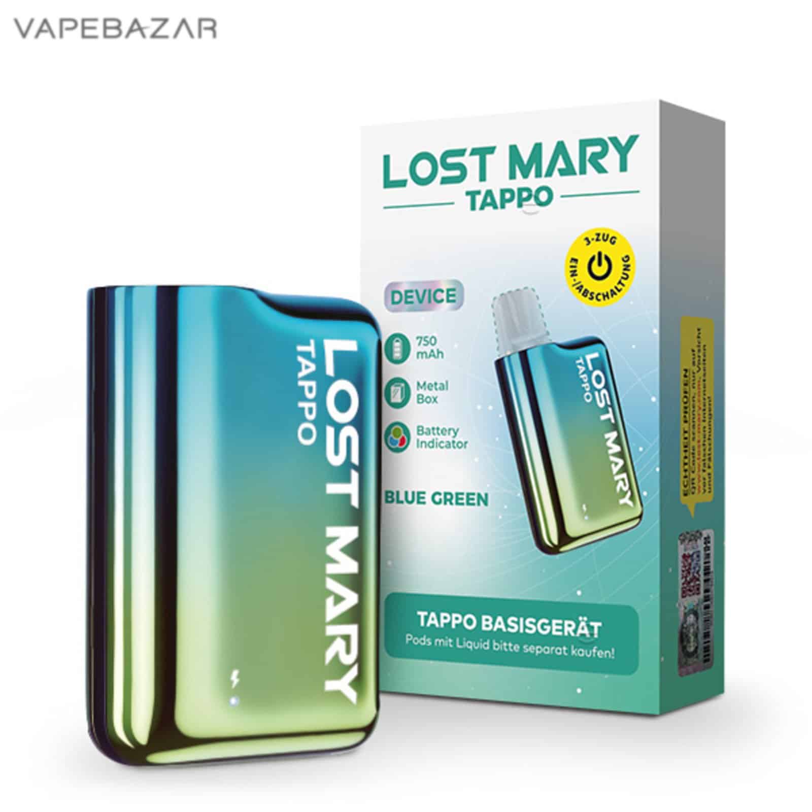 BlueGreen3 1 | Vapebazar Lost Mary Tappo Podsystem Kit - Blue Green