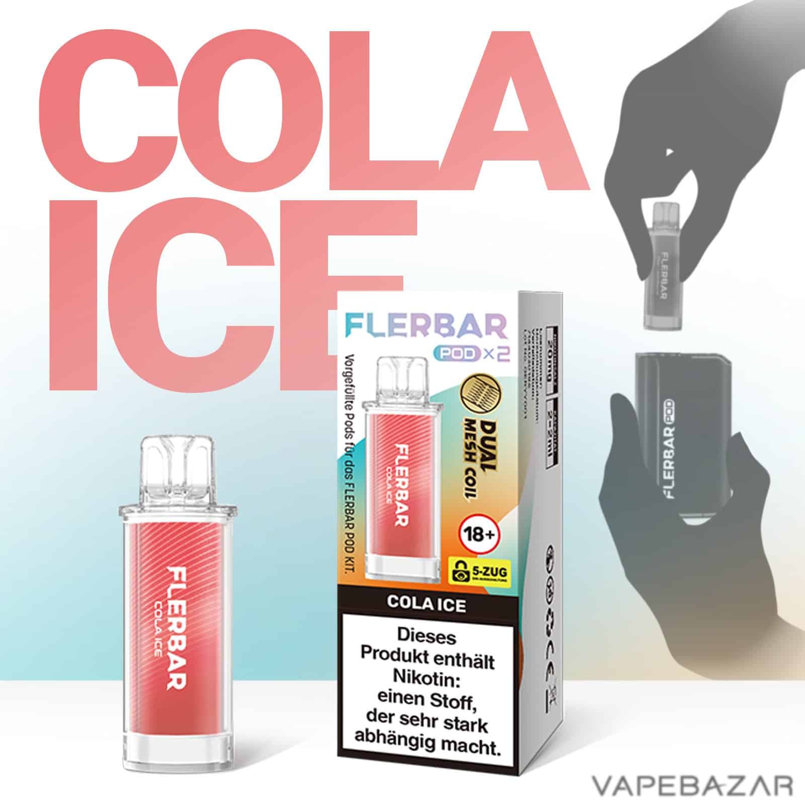 COLA ICE | Vapebazar Flerbar Pods - Cola Ice – Prefilled Liquid Pod – 2Er Pack