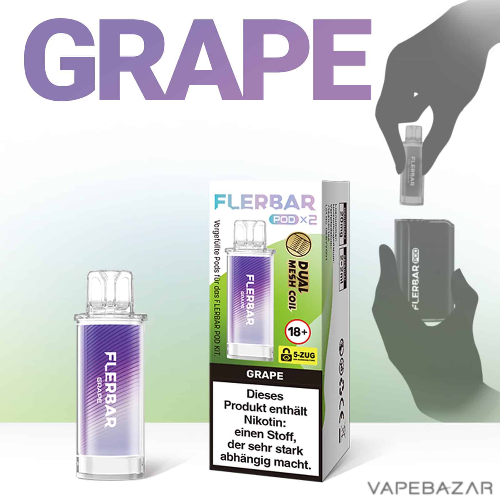GRAPE | Vapebazar Flerbar Pods - Grape – Prefilled Liquid Pod – 2Er Pack