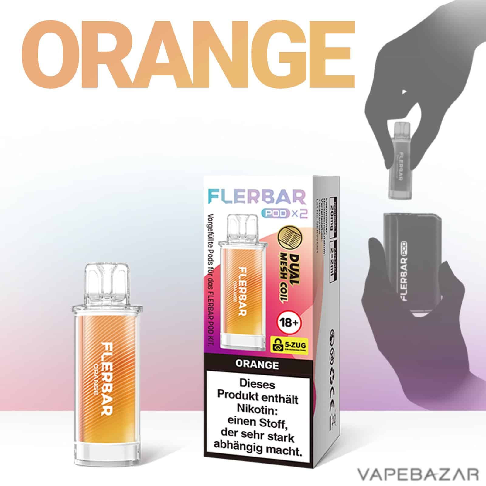 ORANGE | Vapebazar Flerbar Pods - Orange – Prefilled Liquid Pod – 2Er Pack