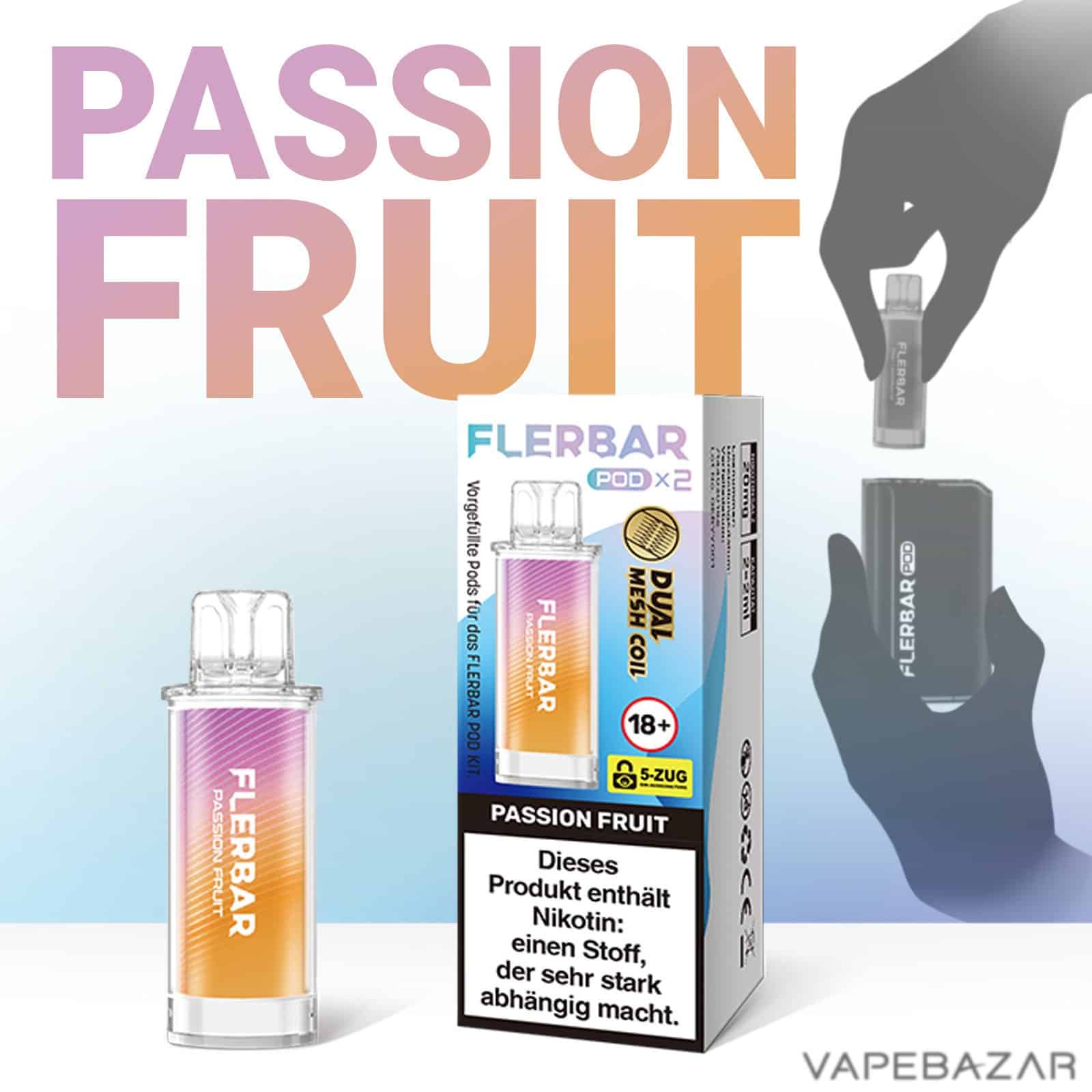 PASSION FRUIT | Vapebazar Flerbar Pods - Passion Fruit – Prefilled Liquid Pod – 2Er Pack