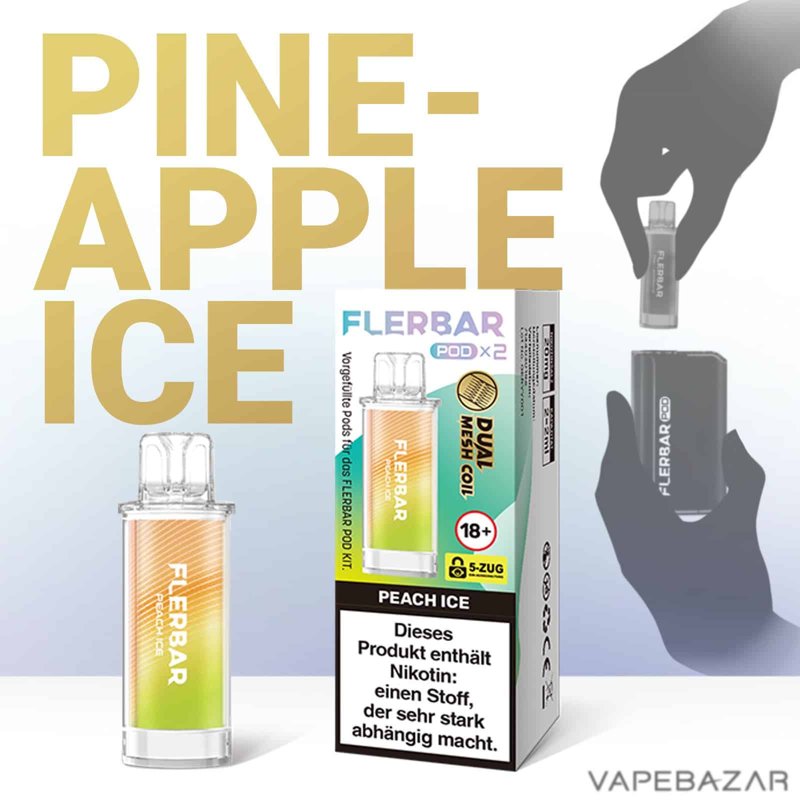 PINEAPPLE ICE | Vapebazar Flerbar Pods - Pineapple Ice – Prefilled Liquid Pod – 2Er Pack