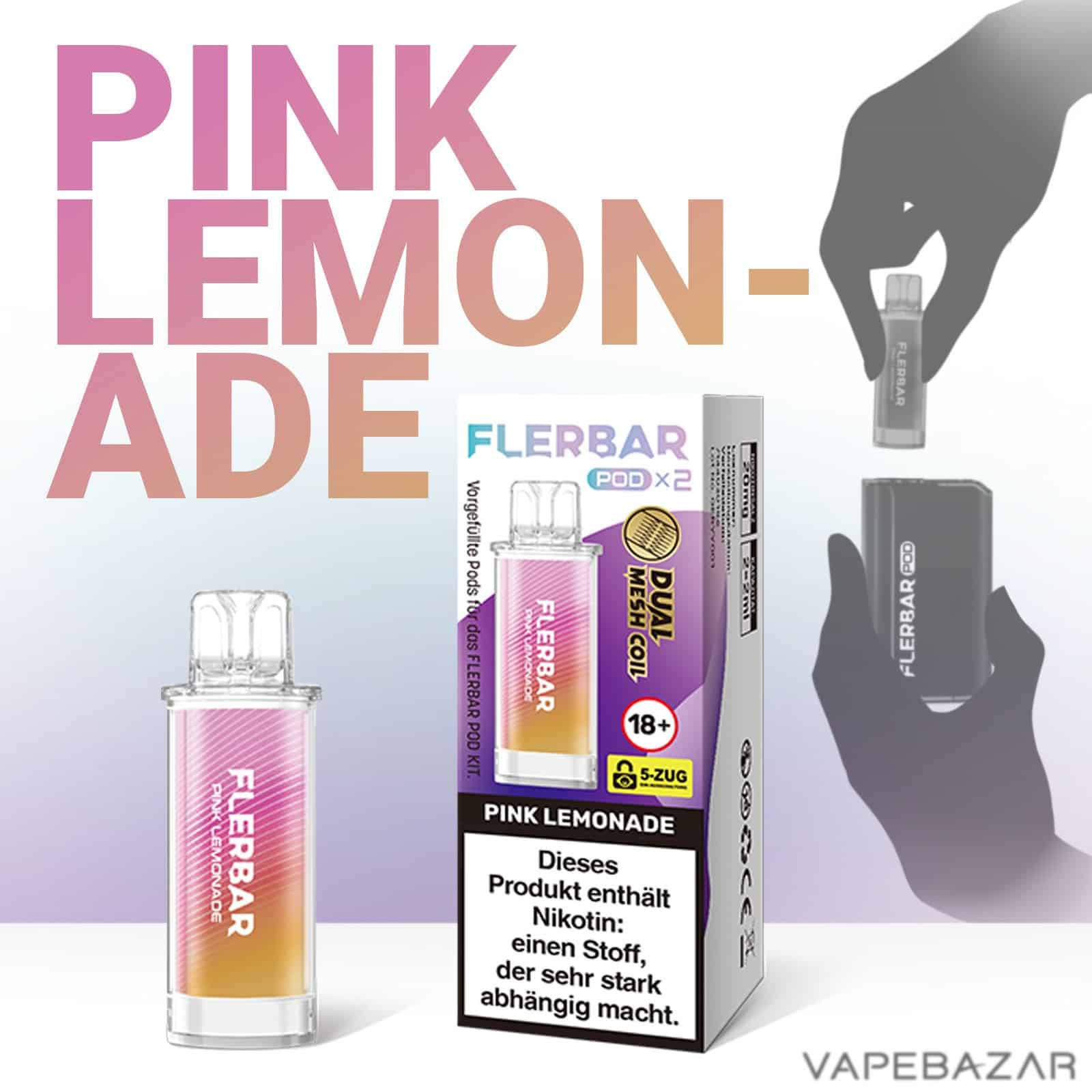 PINK LEMONADE | Vapebazar Flerbar Pods - Pink Lemonade – Prefilled Liquid Pod – 2Er Pack