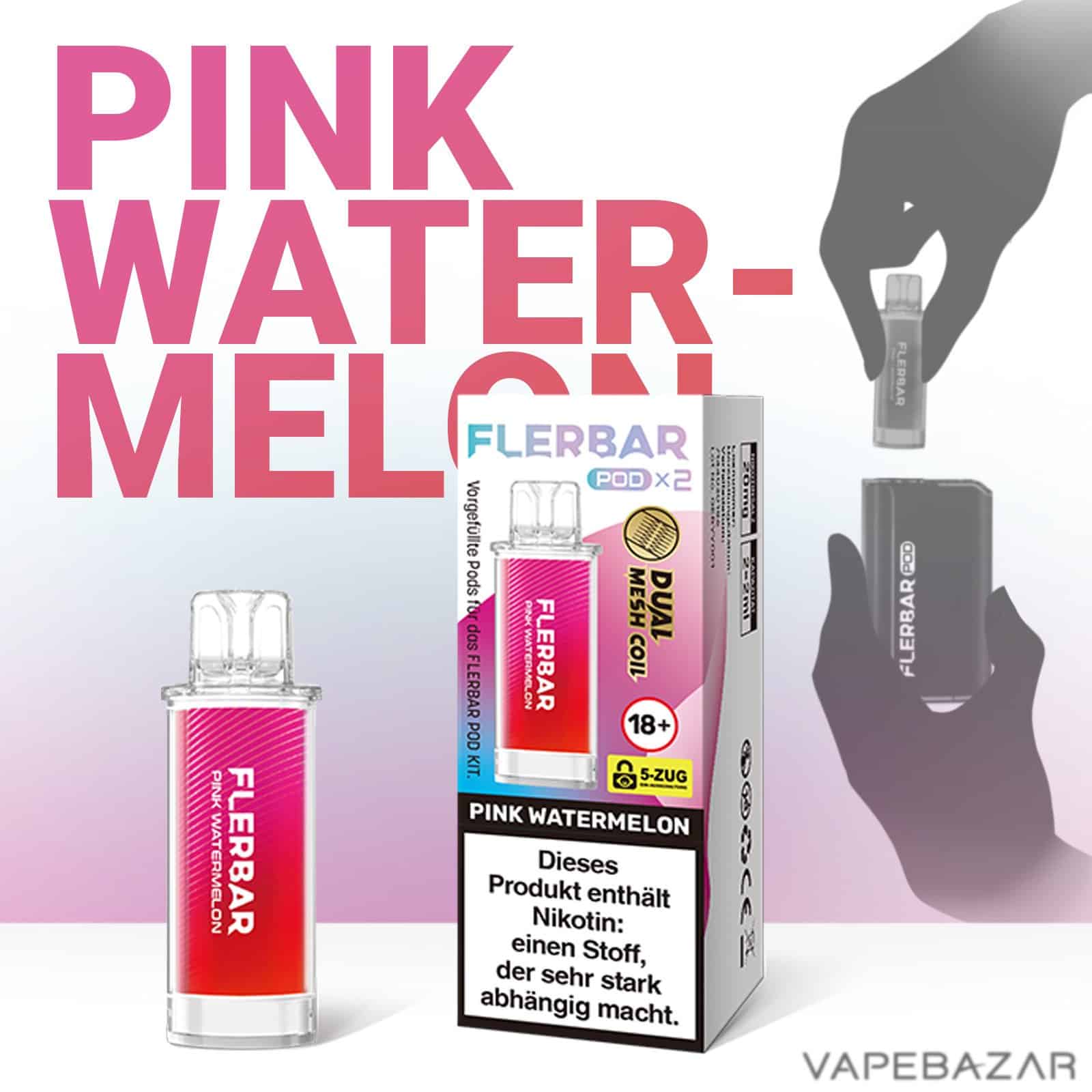 PINK WATERMELON | Vapebazar Flerbar Pods - Pink Watermelon – Prefilled Liquid Pod – 2Er Pack