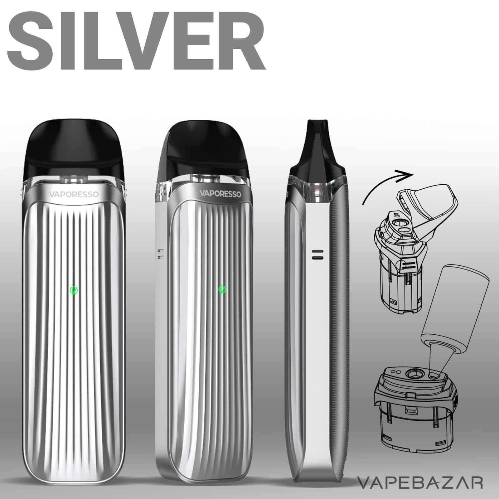 Silver2 1 | Vapebazar Vaporesso Luxe Q5 Podsystem - Silver