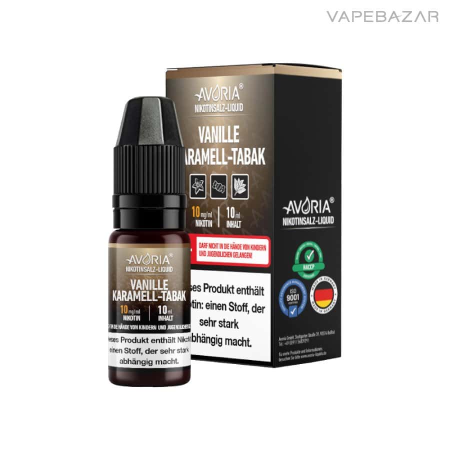 Avoria Nikotinsalz Liquid Vanille Karamell Tabak | Vapebazar Avoria Nikotinsalz Liquid - Vanille Karamell Tabak