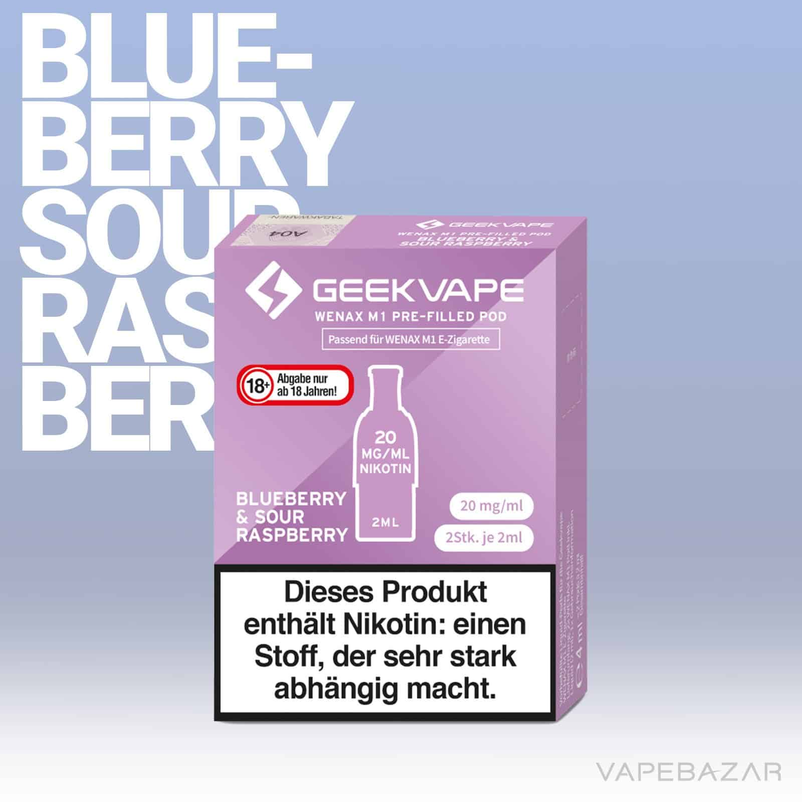 BlueberrySourRaspberry2 1 | Vapebazar Geekvape Wenax M1 Pod - Blueberry Sour Raspberry