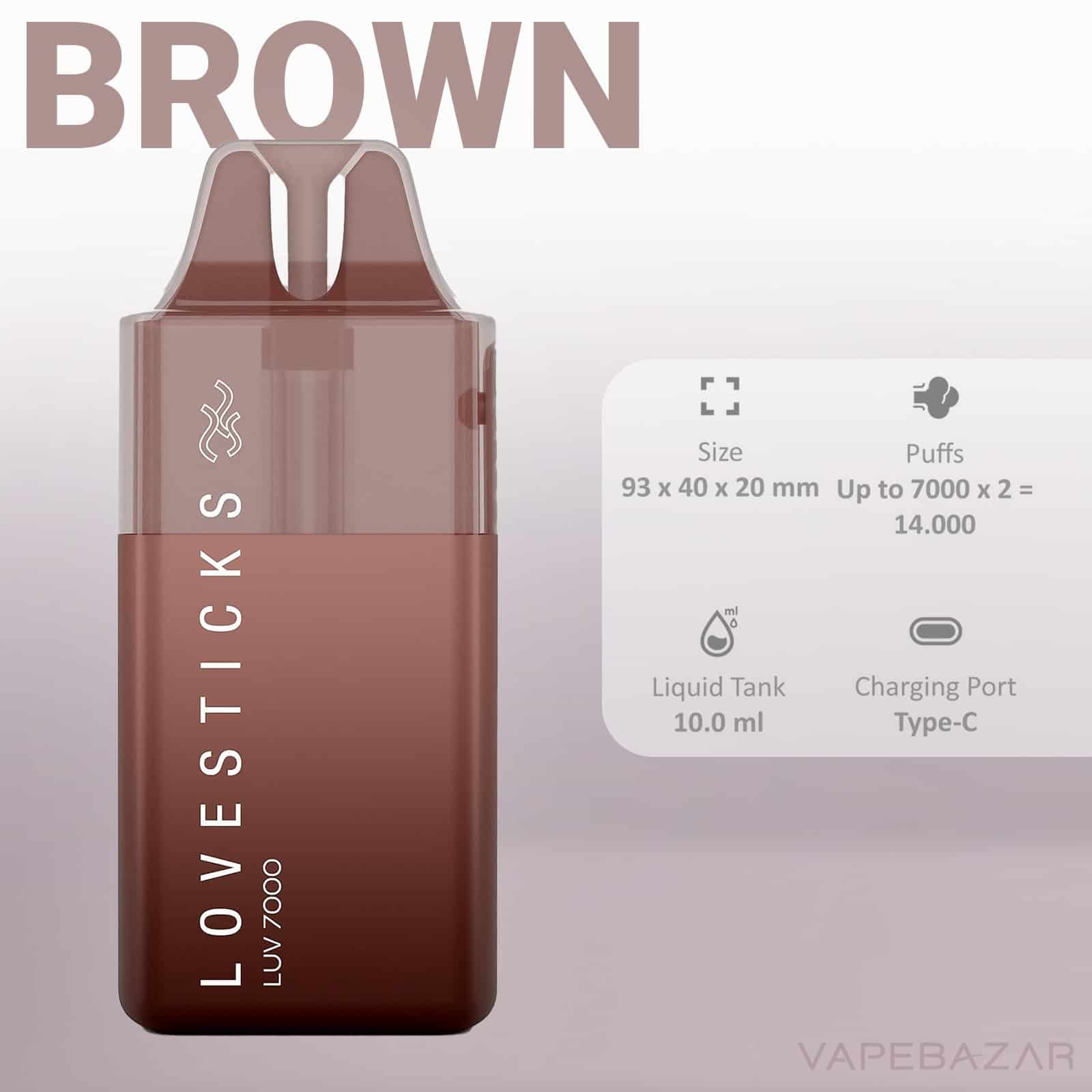 Brown2 | Vapebazar Lovesticks Luv 7000 - Brown Vapebazar