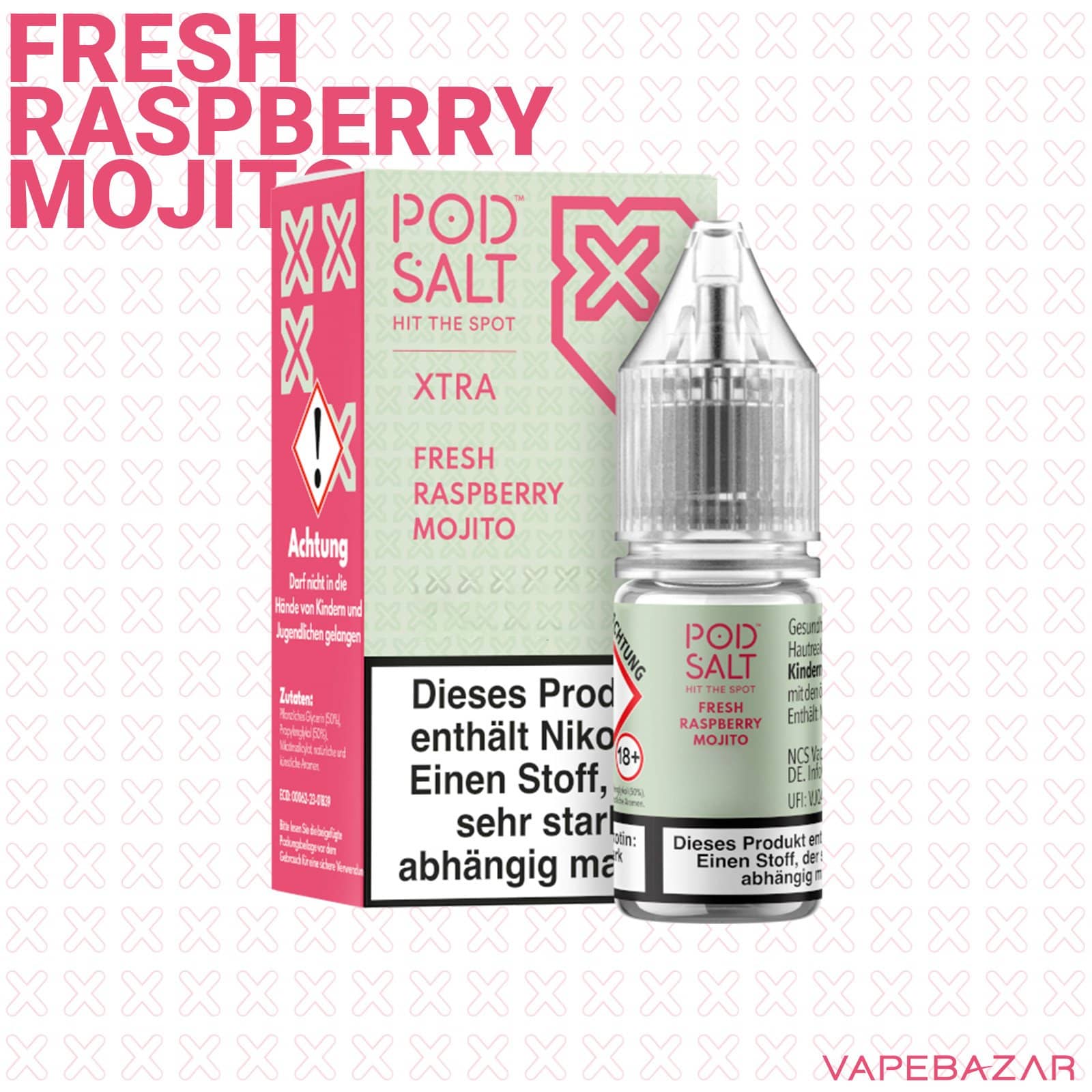 FreshRaspberryMojito2 | Vapebazar Vapebazar Pod Salt X Nikotinsalz Liquid - Fresh Raspberry Mojito