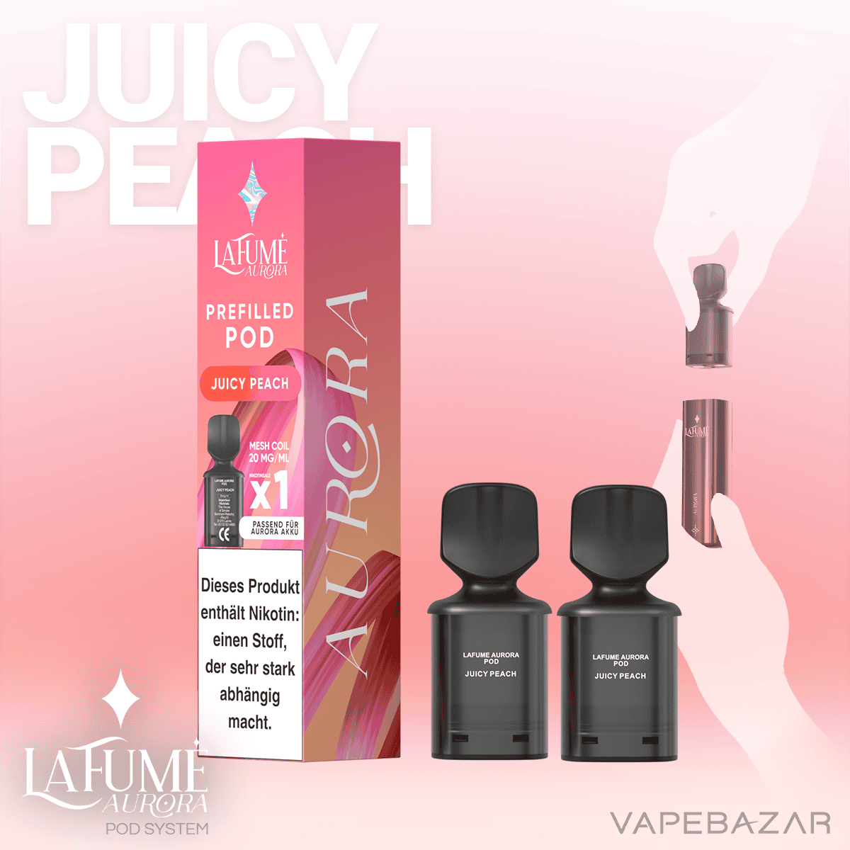 La Fume Aurora Pod System 2er Pack Juicy Peach 02 | Vapebazar La Fume Aurora Podsystem - Juicy Peach 2Er Pack