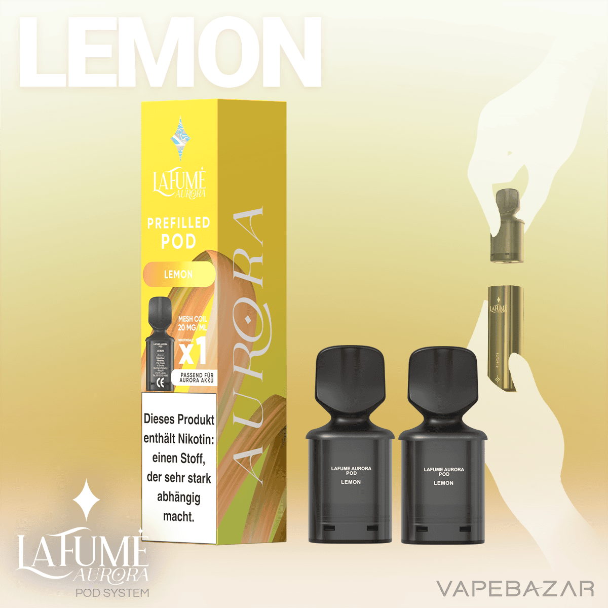 La Fume Aurora Pod System 2er Pack Lemon 02 | Vapebazar La-Fume-Aurora-Pod-System-2Er-Pack-Lemon-02