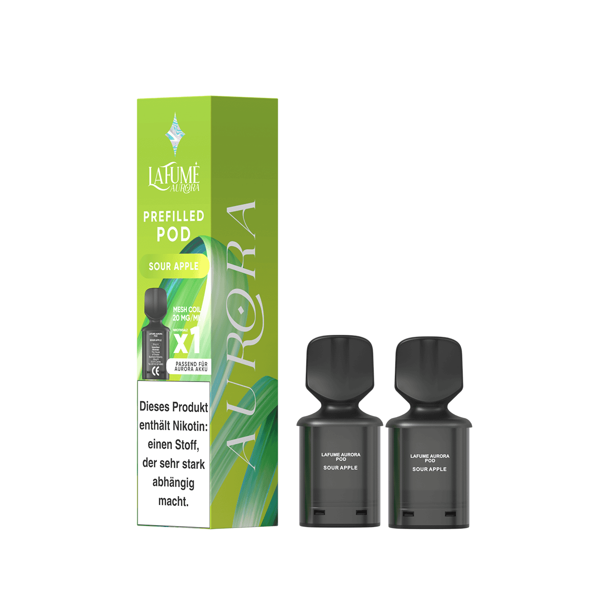 La Fume Aurora Pod System 2er Pack Sour Apple | Vapebazar La-Fume-Aurora-Pod-System-2Er-Pack-Sour-Apple