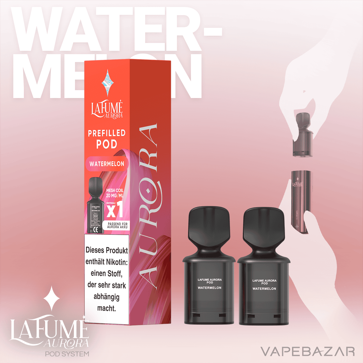 La Fume Aurora Pod System 2er Pack Watermelon 2 | Vapebazar La-Fume-Aurora-Pod-System-2Er-Pack-Watermelon-2