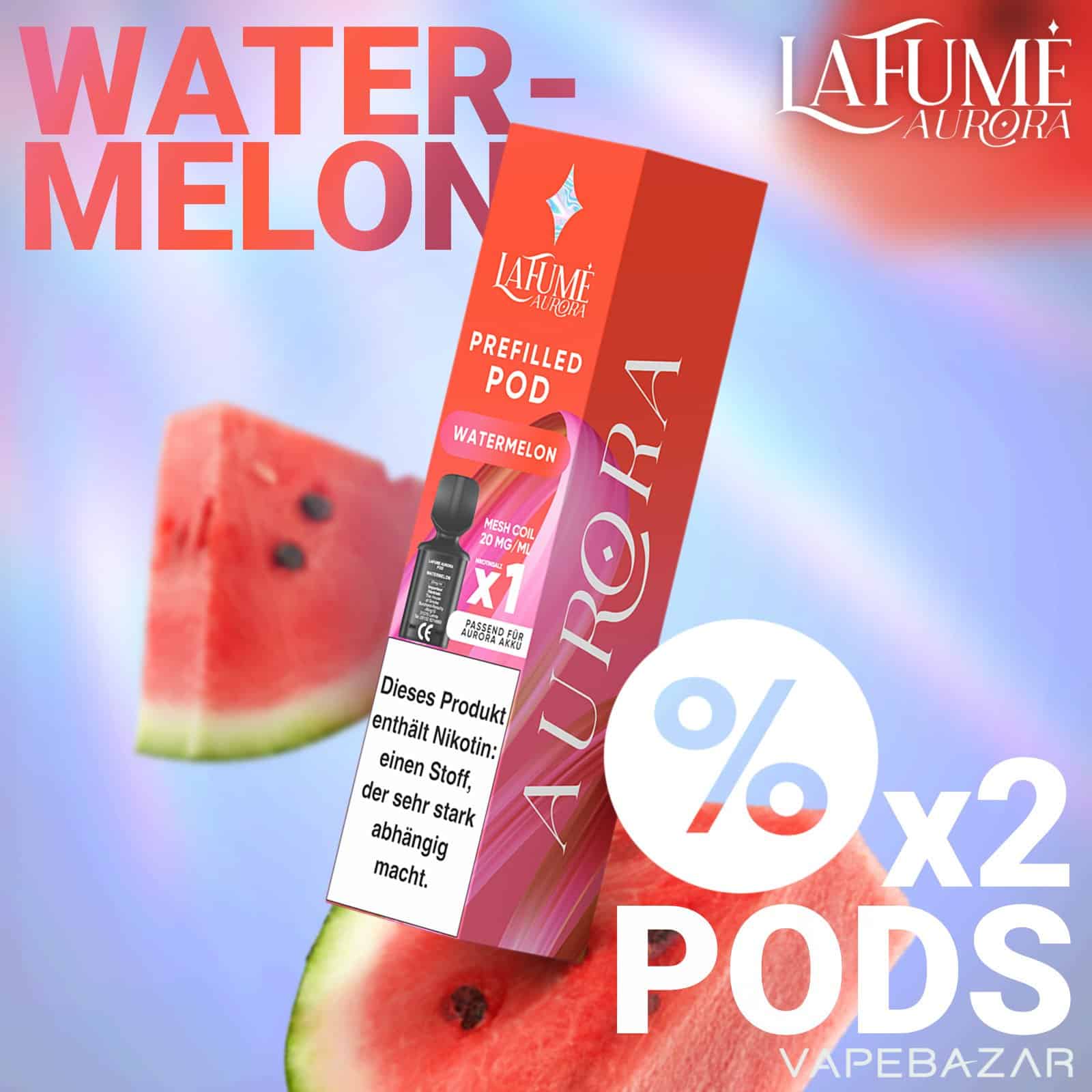 La Fume Aurora Pod System 2er Pack Watermelon 3 | Vapebazar La-Fume-Aurora-Pod-System-2Er-Pack-Watermelon-3
