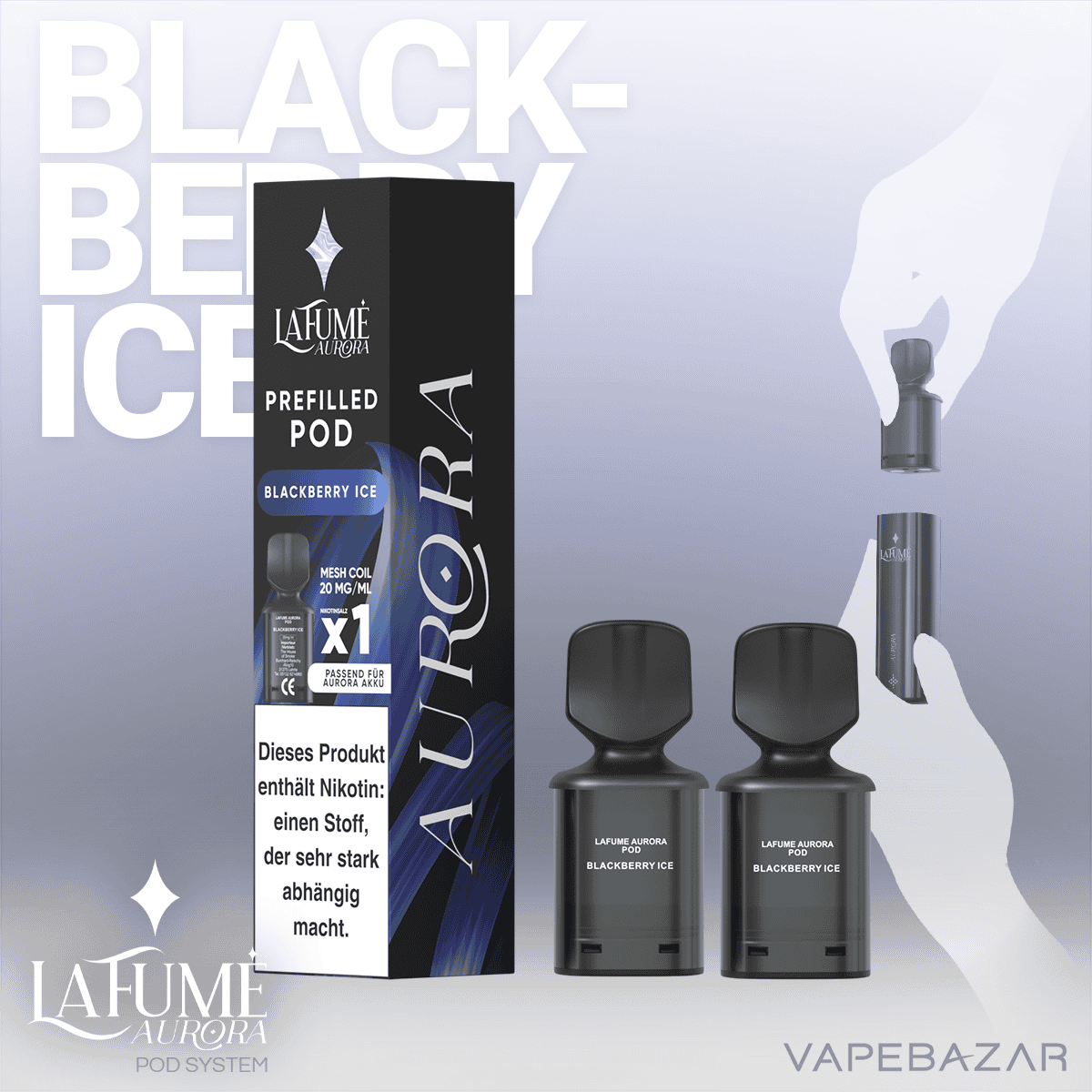 La Fume Aurora Pod System Blackberry Ice 02 | Vapebazar La Fume Aurora Podsystem - Blackberry Ice 2Er Pack
