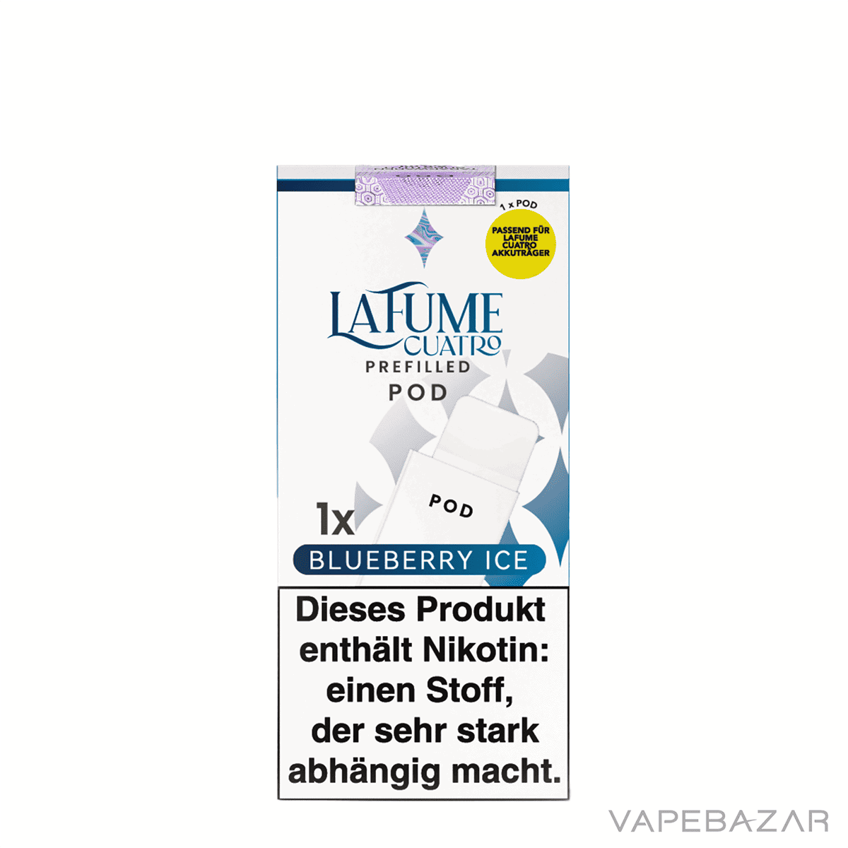 La Fume Cuatro Pod Blueberry Ice 03 | Vapebazar La Fume Cuatro – Blueberry Ice – Prefilled Liquid Pod – 2Er Pack