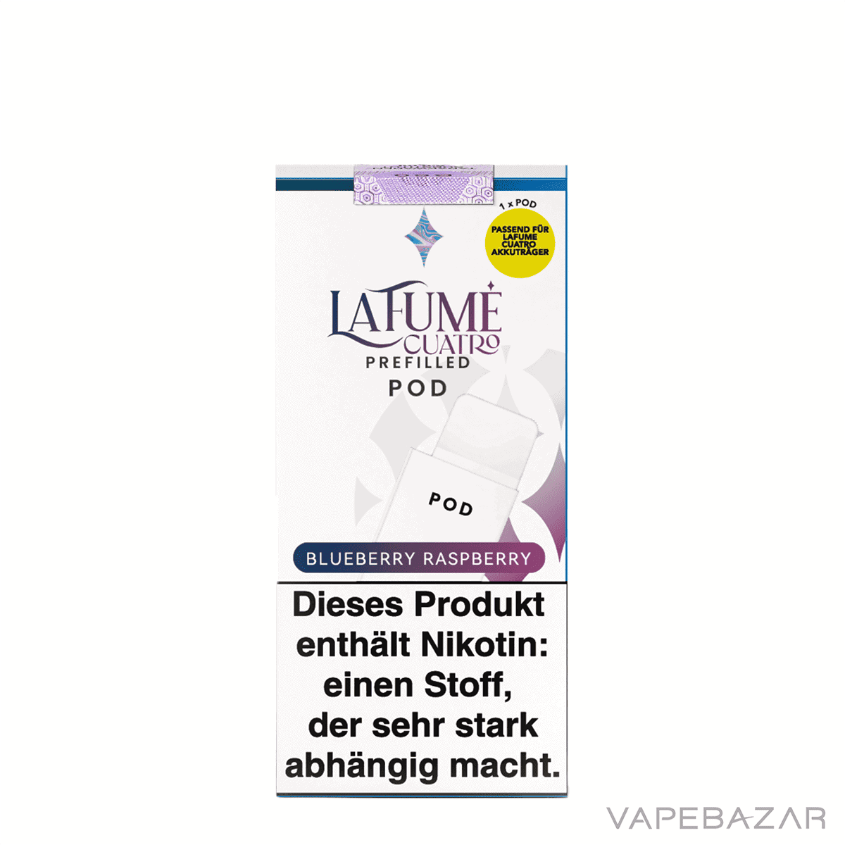 La Fume Cuatro Pod Blueberry Raspberry 03 | Vapebazar La Fume Cuatro – Blueberry Raspberry – Prefilled Liquid Pod – 2Er Pack