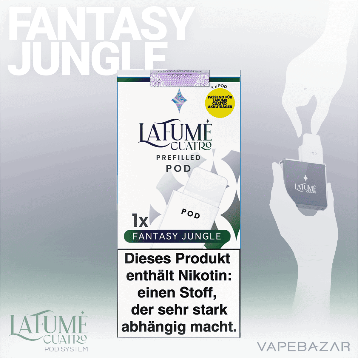 La Fume Cuatro Pod Fantasy Jungle 02 | Vapebazar La Fume Cuatro – Fantasy Jungle – Prefilled Liquid Pod – 2Er Pack