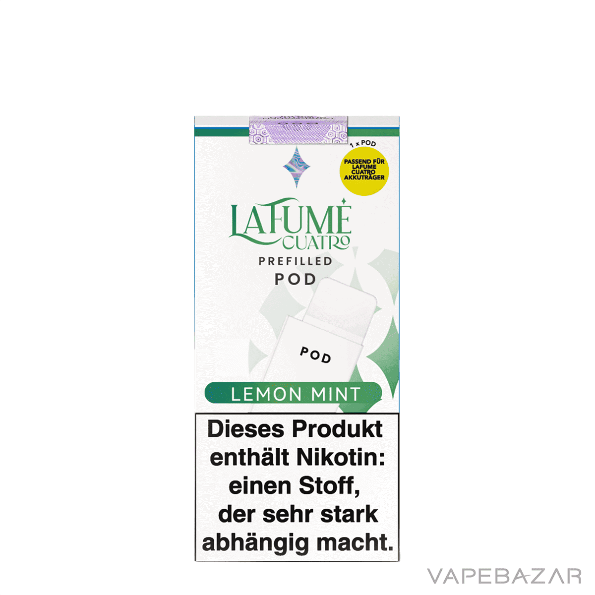 La Fume Cuatro Pod Lemon Mint 03 | Vapebazar La Fume Cuatro – Lemon Mint – Prefilled Liquid Pod – 2Er Pack - Prefilled Pod