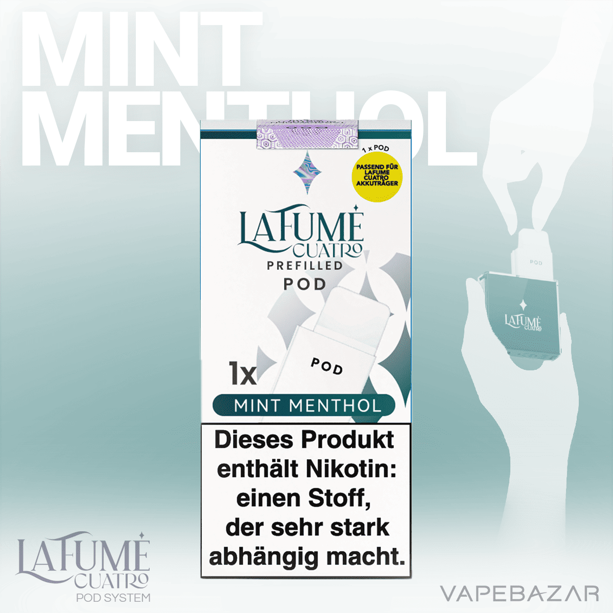 La Fume Cuatro Pod Mint Menthol 02 | Vapebazar La Fume Cuatro Pod Mint Menthol - Prefilled Pod System 2Er Pack